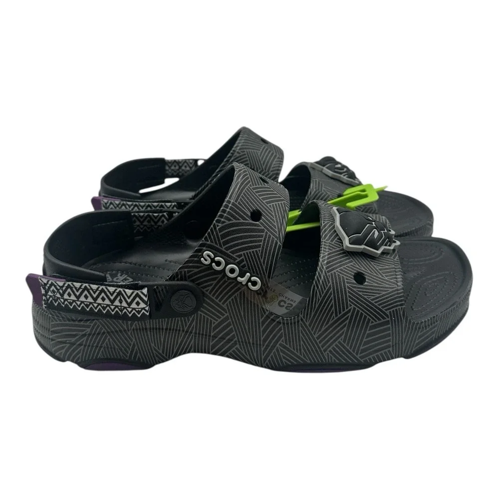 Crocs Classic All-Terrain Black Panther Sandals Mens Sz 13 Marvel Wakanda Slides